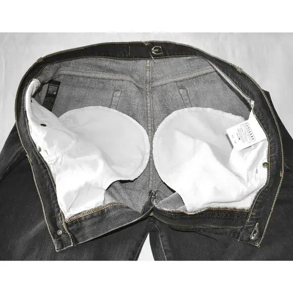 B0 Auth JUST CAVALLI ROBERTO CAVALLI Washed Black Straight Leg Jeans Sz W40 L35 - Picture 4 of 7